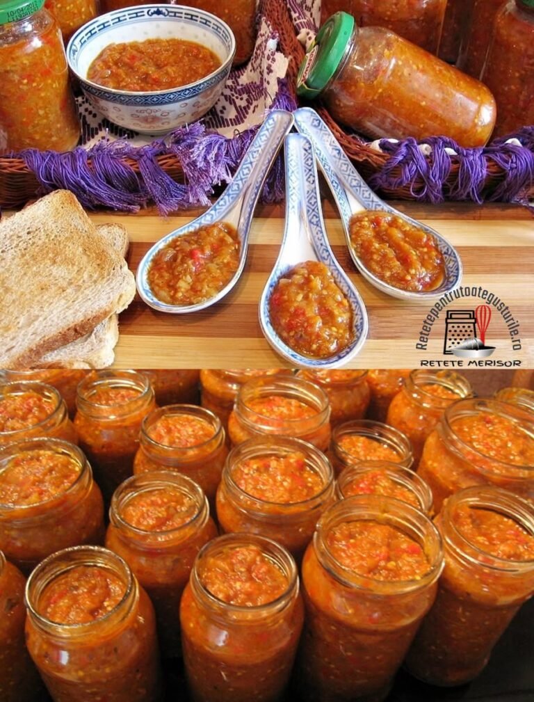Una dintre conservele noastre pentru iarna, preferate, este zacusca de vinete cu ciuperci.
