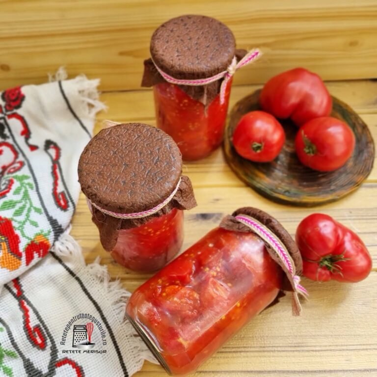 Una dintre conservele de roșii preferată este cea deroșii cuburi în suc propriu la borcan. Sunt perfecte pentru ciorba de roșii cu găluște sau cu tăiței.